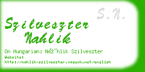 szilveszter nahlik business card